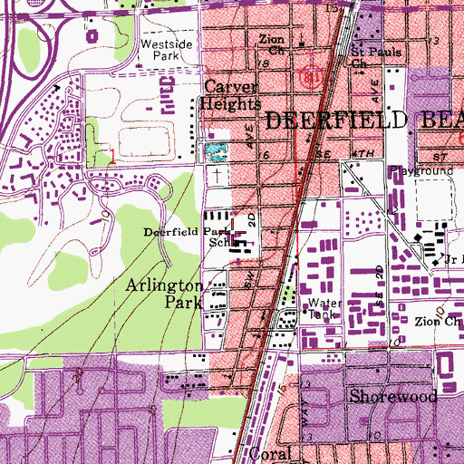 Topographic Map of Deerfield Park Elementary School, FL