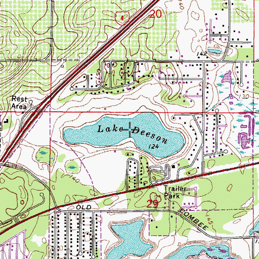 Topographic Map of Lake Deeson, FL