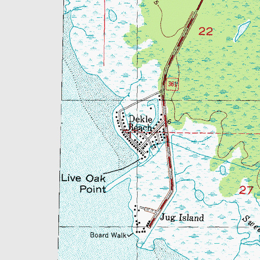 Topographic Map of Dekle Beach, FL