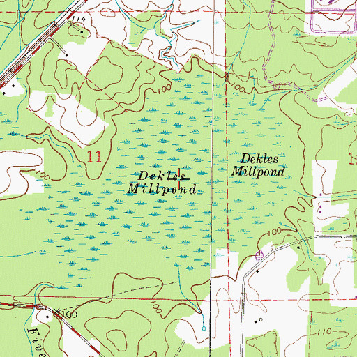 Topographic Map of Dekles Millpond, FL