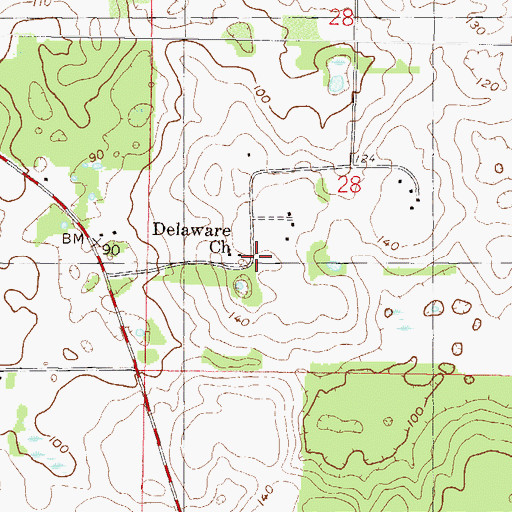Topographic Map of Delaware Church, FL