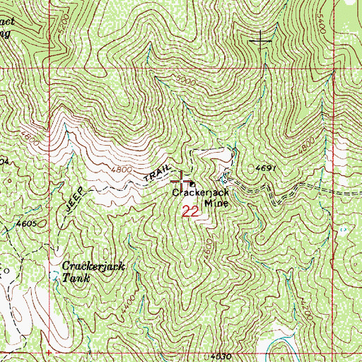 Topographic Map of Crackerjack Mine, AZ
