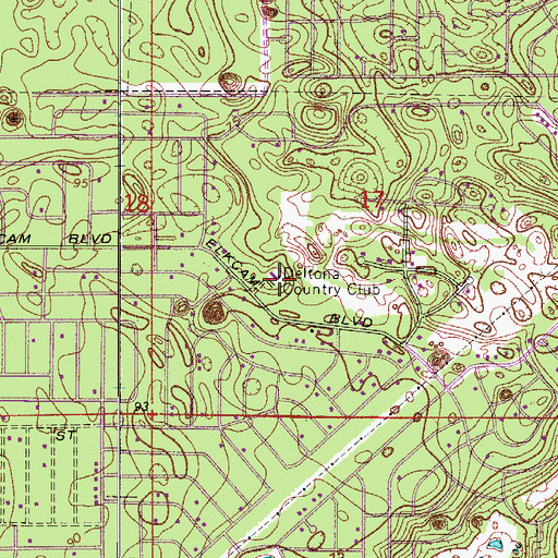 Topographic Map of Deltona Country Club, FL