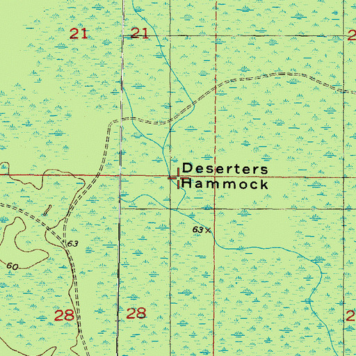 Topographic Map of Deserters Hammock, FL