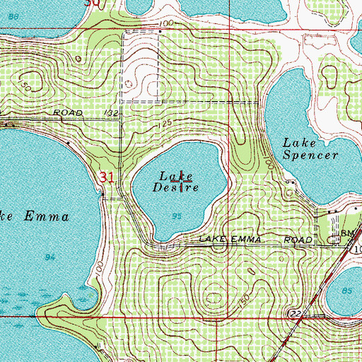 Topographic Map of Lake Desire, FL