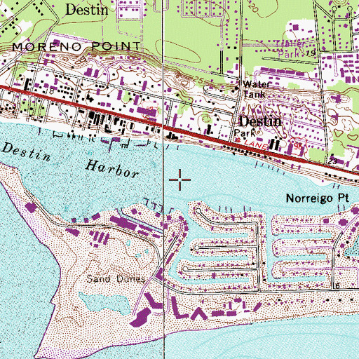 Topographic Map of Destin Harbor, FL