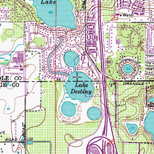 Topographic Map of Lake Destiny, FL