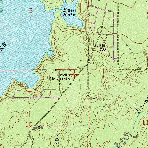 Topographic Map of Devils Clay Hole, FL