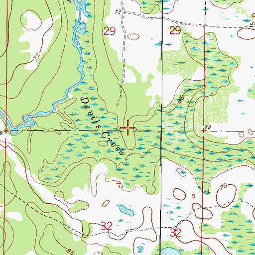 Topographic Map of Devils Creek, FL