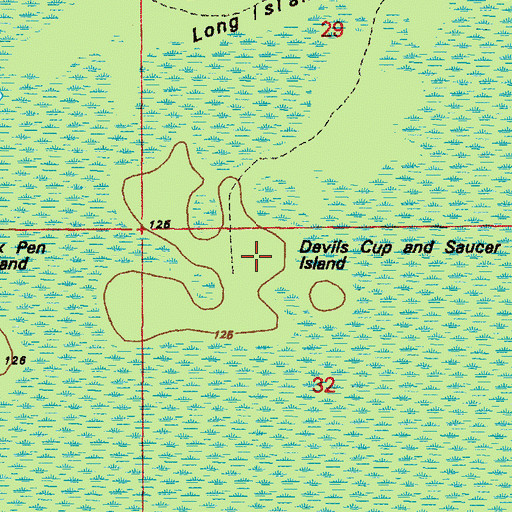 Topographic Map of Devils Cup and Saucer Island, FL