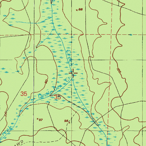 Topographic Map of Devils Den Creek, FL