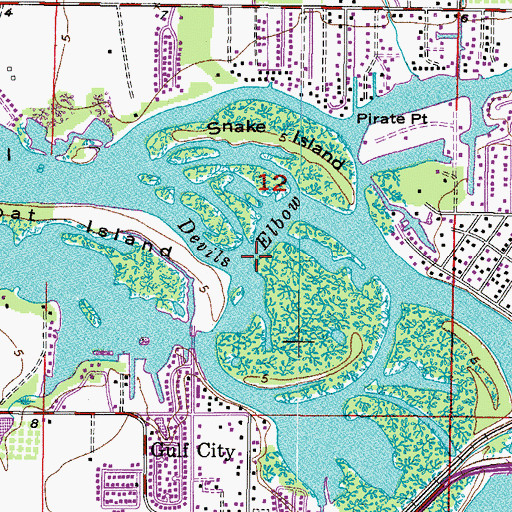 Topographic Map of Devils Elbow, FL