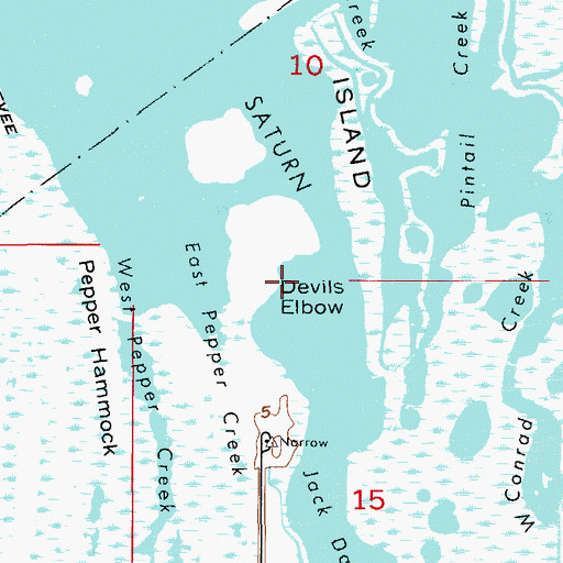 Topographic Map of Devils Elbow, FL