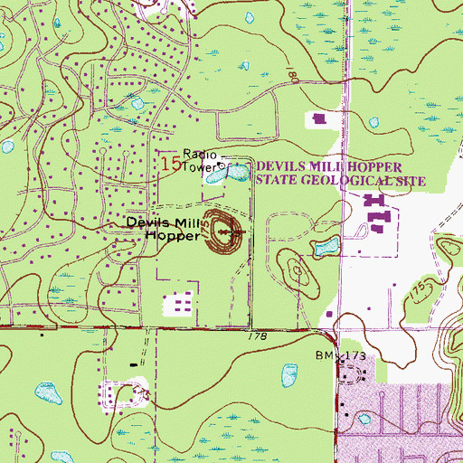 Topographic Map of Devils Mill Hopper, FL