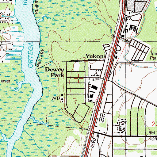 Topographic Map of Dewey Park, FL
