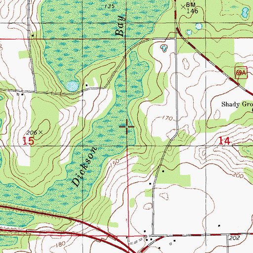 Topographic Map of Dickson Bay, FL