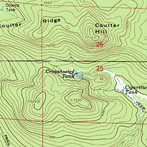 Topographic Map of Crapshooter Tank, AZ