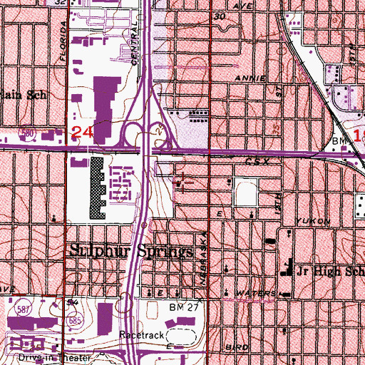 Topographic Map of Dillard School, FL