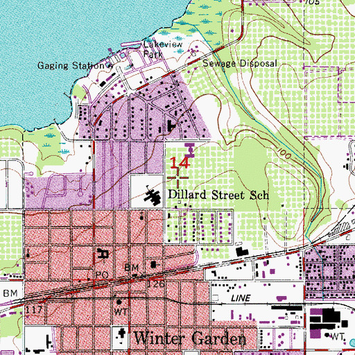 Topographic Map of Dillard Street Elementary School, FL
