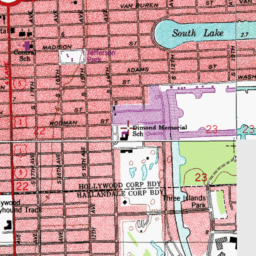 Topographic Map of Dimond Memorial School, FL