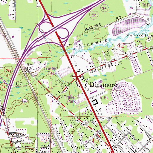 Topographic Map of Dinsmore, FL