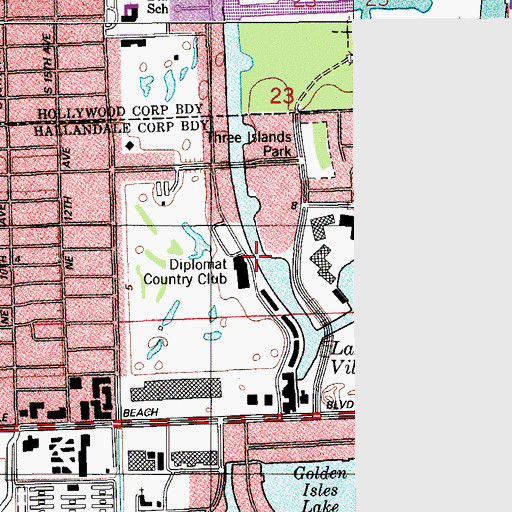 Topographic Map of Diplomat Country Club, FL