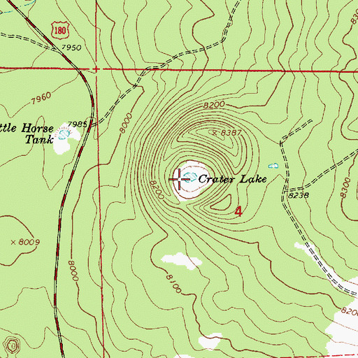 Topographic Map of Crater Lake, AZ