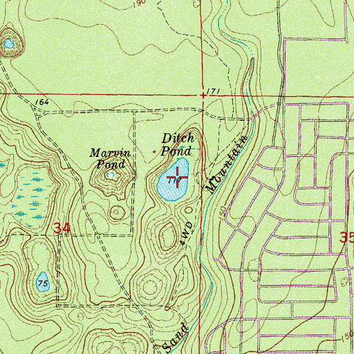 Topographic Map of Ditch Pond, FL