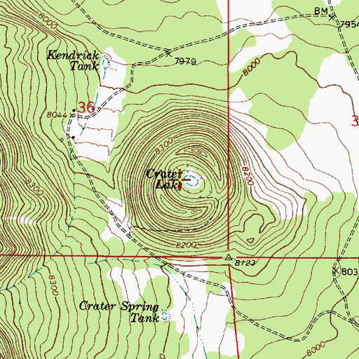 Topographic Map of Crater Lake, AZ