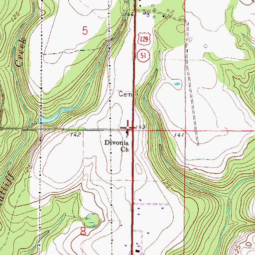 Topographic Map of Divonia Church, FL