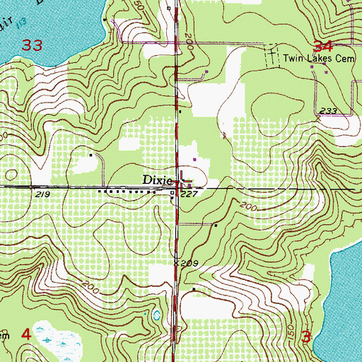 Topographic Map of Dixie, FL