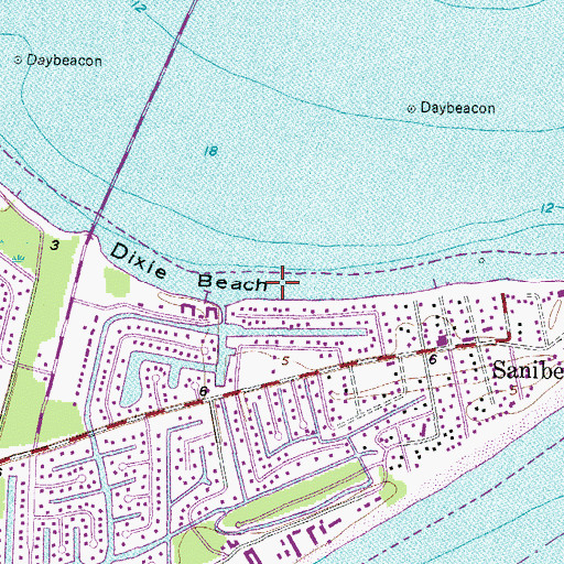 Topographic Map of Dixie Beach, FL