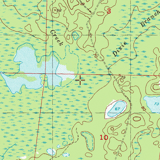 Topographic Map of Dixie Branch, FL
