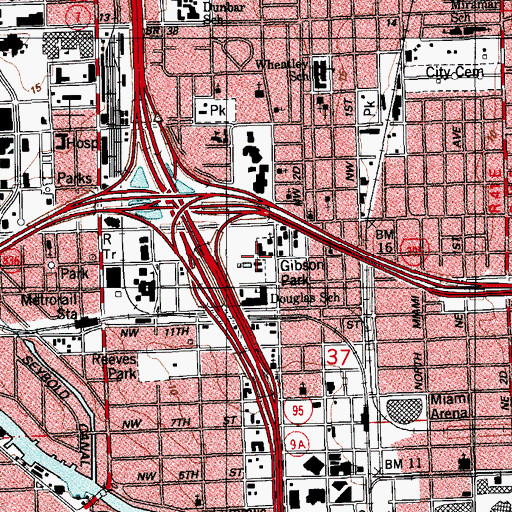 Topographic Map of Gibson Park, FL