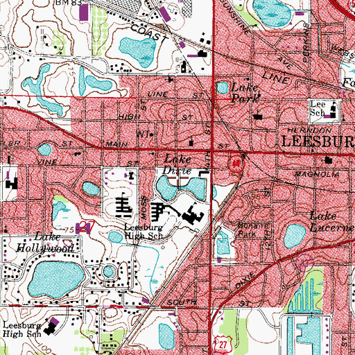 Topographic Map of Lake Dixie, FL