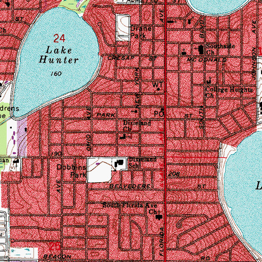 Topographic Map of Dixieland Church, FL