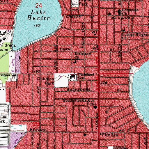 Topographic Map of Dixieland Elementary School, FL