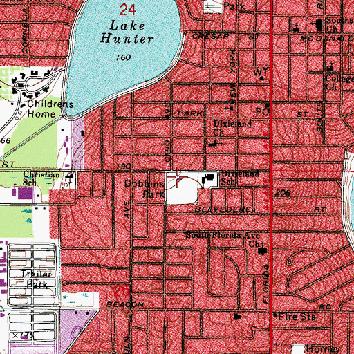 Topographic Map of Dobbins Park, FL