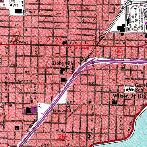Topographic Map of Dobyville School, FL