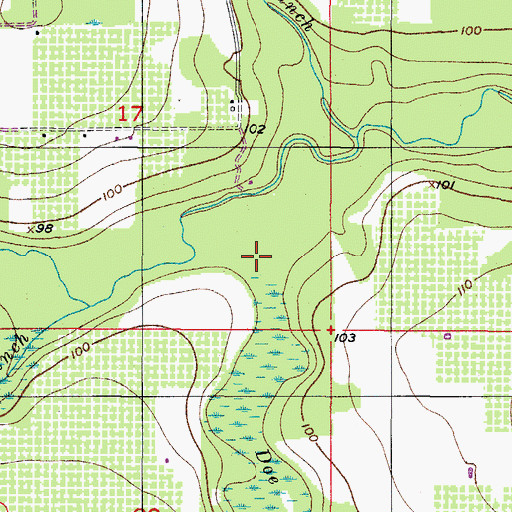 Topographic Map of Doe Branch, FL