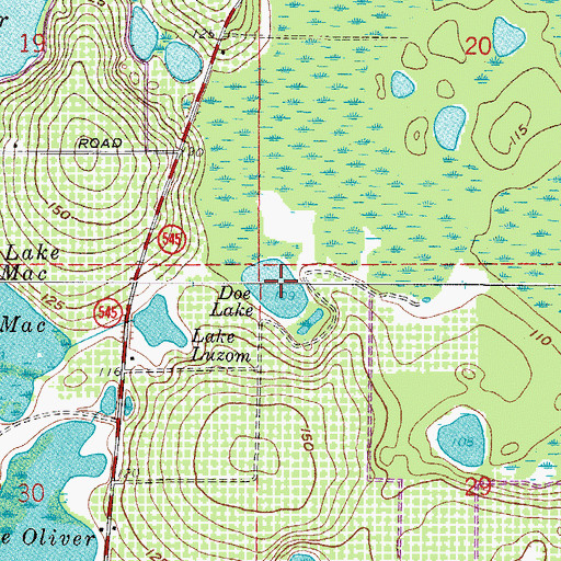 Topographic Map of Doe Lake, FL