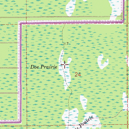 Topographic Map of Doe Prairie, FL