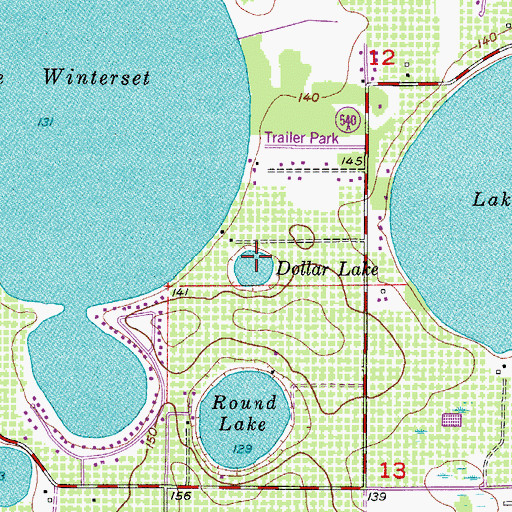 Topographic Map of Dollar Lake, FL
