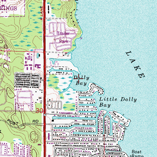 Topographic Map of Dolly Bay, FL