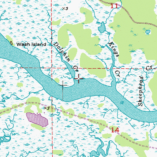Topographic Map of Dolphin Creek, FL