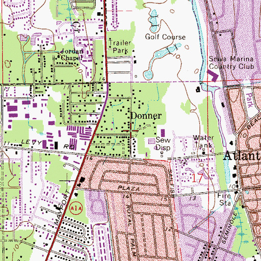 Topographic Map of Donner, FL