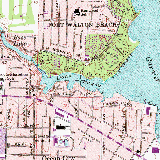 Topographic Map of Dons Bayou, FL