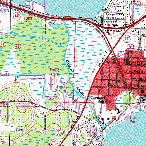 Topographic Map of Dora Canal, FL