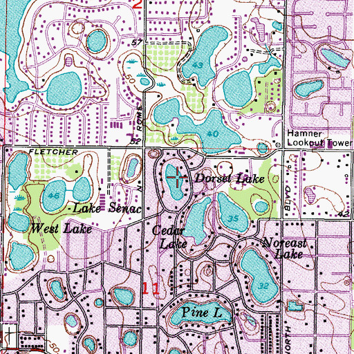 Topographic Map of Dorset Lake, FL