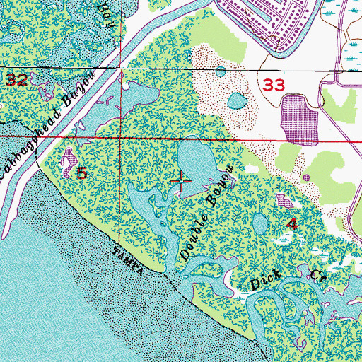 Topographic Map of Double Bayou, FL